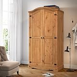 Corona 2 Door Arch Top Wardrobe Solid Pine Storage Bedroom Furniture