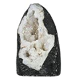mookaitedecor Angel Aura Quartz Crystal Geode Ornament for Home Office Party Decor Titanium Coated Quartz Crystal Stone Specimen Irregular White AB Crystal Gift Rocks and Minerals White Room Decor