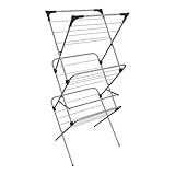 Vileda Sprint 3-Tier Clothes Airer, Indoor Clothes Drying Rack with 20 m Washing Line, Foldable Clothes Airer