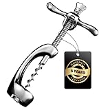 Wine Opener Deluxe, Heavy-Duty Bottle Opener for Easy Cork Removal, Manual Corkscrew for Smooth & Effortless Intact Wine Corks, Premium Corkscrew for Waiters, Bartenders & Home Use