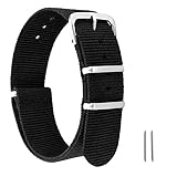 Cobee Nylon Watch Straps, Durable Straps for Men/Women Replacement Military 4 Rings Watch Bands Adjustable Wrist Straps with Silver Metal Buckle 18mm/20mm/22mm Lug Width(18mm, Black)