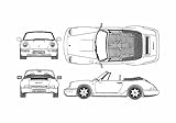 A4 Photo Blueprint Porsche 911 964 Carrera 2 Cabriolet 1990