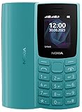 Nokia 105 2G Feature Phone with long-lasting battery, 12 hours of talk-time, wireless FM radio, large display, and tactile keyboard, Dual Sim - Cyan
