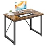 JUMMICO Computer Desk Table Workstation 100 x 50 x 75 cm for Office Living Room Bedroom Simple Assembly Industrial Design Black Desk Metal Frame,Rustic Brown