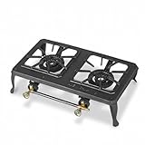 INTERGAS Dual Cast Iron Gas Burner – 6KW Double Camping Stove with Heavy Duty Frame – Portable LPG Cooker Outdoor Propane & Butane Twin Burner Hob for Caravan, BBQ, Festivals & Street Food Cooking