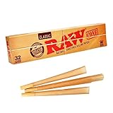 RAW 18615 Classic Pre-Rolled Cone King Size-32 Pieces-109 mm-Basic32, Paper