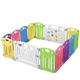 Baby Playpen Kids Activity Centre Safety Play Yard Home Indoor Outdoor New Pen (Multicolour, Classic Set 14 Panel) (Multicolour 14 Panel)