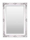 Select Mirrors Rennes Vintage Wall Mirror - Shabby Chic Baroque, Antique, French Design - Solid Wood Frame (50cm x 70cm, Antique Silver)