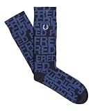 Fred Perry Mens Unisex C6147 Graphic Text Socks Size 9-11 in Navy Blue - Shaded Cobalt & White