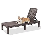RAPTAVIS Outdoor Lounge Chair,Pool Chaise Lounge Waterproof Sunloungers,Mocha