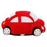 Xshelley Round Beetle Plush Stuffed Toy Car, Decorative Pillow, Cushion, Cute Cartoon Car Model Stuffed Plush Toys for Children Boys Gift 30cm Long (Red)