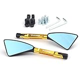 YXSM For Aprilia TUONO V4R TUONO V4 1100 Factory Motorcycle Triangle Rear View Mirror CNC Aluminum Blue Anti-glare Lens Side Rearview Mirrors With Logo (Color : Gold)