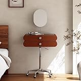 LVYWEX Makeup Vanity Table，Nordic Bauhaus 2-Drawers Movable Dressing Table With Mirror Liftable Small Vanity Desk Height-adjustable Retro(Noir)