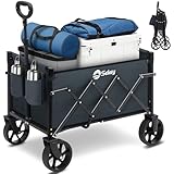Sekey 220LBS Folding Festival Trolley on Wheels, Heavy Duty Camping trolley with All-Terrain Wheels, Portable Beach wagon, Adjustable Handle, Space-Saving Cart for Shopping Outdoor - Grey