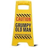 Boxer Gifts Caution Grumpy Old Man Novelty Warning Sign - Old Age Joke Gift for Men & Grandad - Funny Dad Present on Father's Day