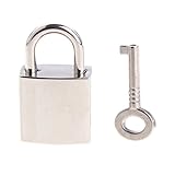 alloneslife Vintage Small Square Lock with for Key Padlock Metal for Wish Lock for Bag Suitcase Luggage Book Jewelry Box(Silver)