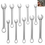Dongnesi 10PCS Combination Spanner Set, Small Spanners Set, Mini Wrench Sets, Metric Small Ratchet Spanner Sets, Metric 4mm-11mm Open End and Box End Wrenches Carbon Steel Spanners