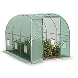 VonHaus Polytunnel Greenhouse – 3 x 2m Walk in Poly Tunnel Tent – 6m² Heavy Duty Weatherproof Green House for Garden and Outdoor with Roll-up Mesh Windows, Galvanised Steel Frame and Hinged Door
