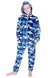 CityComfort Onesies for Boys, Fluffy Fleece Pyjamas for Kids and Teenage Boys Girls, Gaming Onesie, Camo Onesie, Warm Winter Kids PJs 7-14 Years (11-12 Years, Blue Camo)