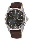 Seiko Men's Analog Solar Watch with Leather Strap SNE529P1