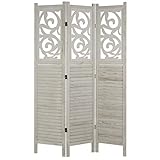Hartleys 3 Panel Decorative Wooden Room Divider - Choice of Colour