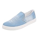 Generisch Men's Spring Fishing Shoes Linen Thick Sole Denim Slip On Shoes, lightblue, 8 UK