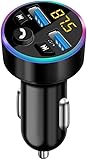 4T4+ Bluetooth Car Charger Adapter, Bluetooth FM Transmitter Aux Car Wireless Radio Adapter, Hand-Free Calling, Music Player, for iPhone 16 15 14 12 11 Pro Max, Samsung S24 S22 S21 S20 FE Ultra S23