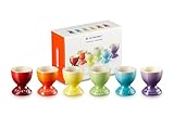 Le Creuset Stoneware Rainbow Egg Cups, Set of 6, Cerise, Volcanic, SoleiLitre, Palm, Teal and Ultra Violet, 79067008359030