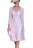 Snow Lotus Women's Two Pieces and Knee Chiffon Lace Bridal Gown. (16, Light Pink)