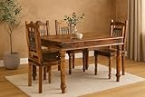 Oak and Pine Online Classically Modern Indian Thakat Jali Dining Set – Solid Sheesham Rosewood Dining Table with 4 Assembled Chairs Dining Room Furniture