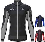 FDX Men’s Thermodream Winter Cycling Jersey Long Sleeve, Water Resistant, Windproof, Thermal, Lightweight, Warm Super Roubaix Fabric, Cycle Top, Bicycle Riding Sports MTB Clothing (Grey L)