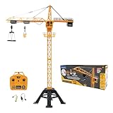 LEXIBOOK, Crosslander® Pro, RC Crane, Remote-controlled tower crane, Height 1.28 m/4.20 ft, Lifts up to 500g /1.10 lb, Multidirectional, Sound and light effects, Yellow, RCP35