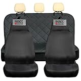 rhinos autostyling COMPATIBLE WITH FORD ECOSPORT ZETEC - Heavy Duty Black Pair Waterproof Car Front Seat Covers & Heavy Duty Quilted Rear Seat Cover Protector