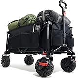 TIMBER RIDGE Festival Trolley on Wheels with Brakes, 200L Folding Camping Trolley Cart with Adjustable Handle & Cover Bag, 100kg Heavy Duty Cart Wagon for Outdoor Garden Picnic