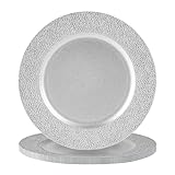 Argon Tableware Metallic Charger Plates - Hammered Silver - 33cm - Pack of 6 - Metallic Finish Reusable Dining Table Setting Plates for Christmas, Party Celebrations, Restaurant Decor Placemats