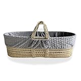 Clair de Lune Marshmallow Replacement Palm and Wicker Moses Basket Dressing 104 x 72 cm (Grey)
