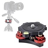 Tripod Leveling Base, Camera Leveler with Bubble Level 3 Axis Tri Wheel Head 3/8" Thread +/-5° Adjustable Precise Angle Aluminum Alloy Tripod Head Leveling Base for Macro Panoramic Photography