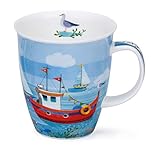 Dunoon Fine Bone China Mug Nevis Shape Made in England Dishwasher & Microwave Safe - Shoreline (Fishing Boat)