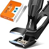 Toe Nail Clippers for Thick Nails for Seniors, DRMODE Angled Head Toenail Clippers for Thick Toenails with Wide Jaw Opening, Sharp Heavy Duty Nail Clipper Cutter for Men with Catcher