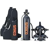 BigKing Scuba Diving Kit Water Lung Tank Kit, 1L Scuba Cylinder Diving Tank Kit 25-30min Breath Support for Underwater Recreation/Diving Practice/Water Rescue/Backup Air (Black)