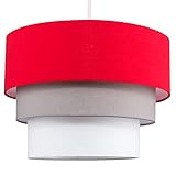 MiniSun | Round Modern 3 Tier Red Fabric Ceiling Pendant Light Shade | Pendant Lights, Home Décor & Improvement Essential | 300mm Shade Width