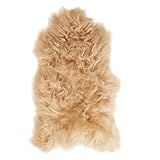 Simply Sheepskin Icelandic Rug - Cappuccino Genuine Iceland Sheepskin - Ultra Soft Wool Bedside Rug, Machine Washable - Perfect for Any Room, (90-100 x 60cm)