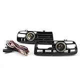 HUIOP Front Bumper Grill For Mk4 Golf,1 Pair Car Auto White Fog Light Front Bumper Grilles Replacement For Golf MK4 1998-2004 Angel Eyes Lamp LED Running Fog Light