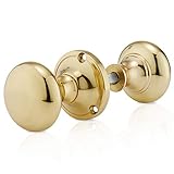 XFORT® Polished Brass Victorian Rim Knob, Sturdy Solid Brass Rim Lock Knobs, Gate Handle, Brass Rim Knobs, Door Knob Handles Complete with Colour Matched Screws for Use with Rim Sashlocks.