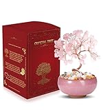 WEILAOK Crystal Tree of Life, Rose Quartz Crystals, Money Tree, Gemstone Tree with Ceramic Flower Pot, Tree of Life Gifts for Womens, Fengshui Ornament for Home Office Room House