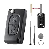CE0536 Key Fob Replacement for Citroen Berlingo Key Fob 2 buttons For Citroen C2 C3 Key Peugeot Partner Van Key Cover For Peugeot 407 3008 207 308 307 807 Key Case Fob with Pin Removal Tool Battery