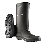 DUNLOP Pricemastor - Unisex Knee High Wellington Rain Boots, Black, CE Certified Waterproof and Chemical Resistant PVC Wellies for Outdoor, Gardening and Farm Work - EU41, UK7