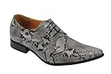 Mens Leather Lined Snake Skin Print Shiny Patent Leather Smart Party Retro Shoes[A1966H,Grey,UK 9 EU 43]