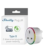 Shelly Wave Plug UK LR - Type G Long Range Smart Z-Wave Outlet with Power Metering, Remote Control Socket, Max 3000W 13A, Z-Wave Hub Required, LED indications, Custom Schedules, Home Automation