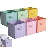 Eidoct Cube Storage Boxes, 6 Pack Foldable Storage Cubes Storage Box with Handles for Organising Clothes, Colorful